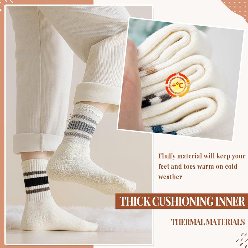 Velice Merino Wool Socks for Women 5 Pairs Warm Winter Hiking Thick Thermal Cozy Boot Work Soft Ladies Crew Socks - Image 2